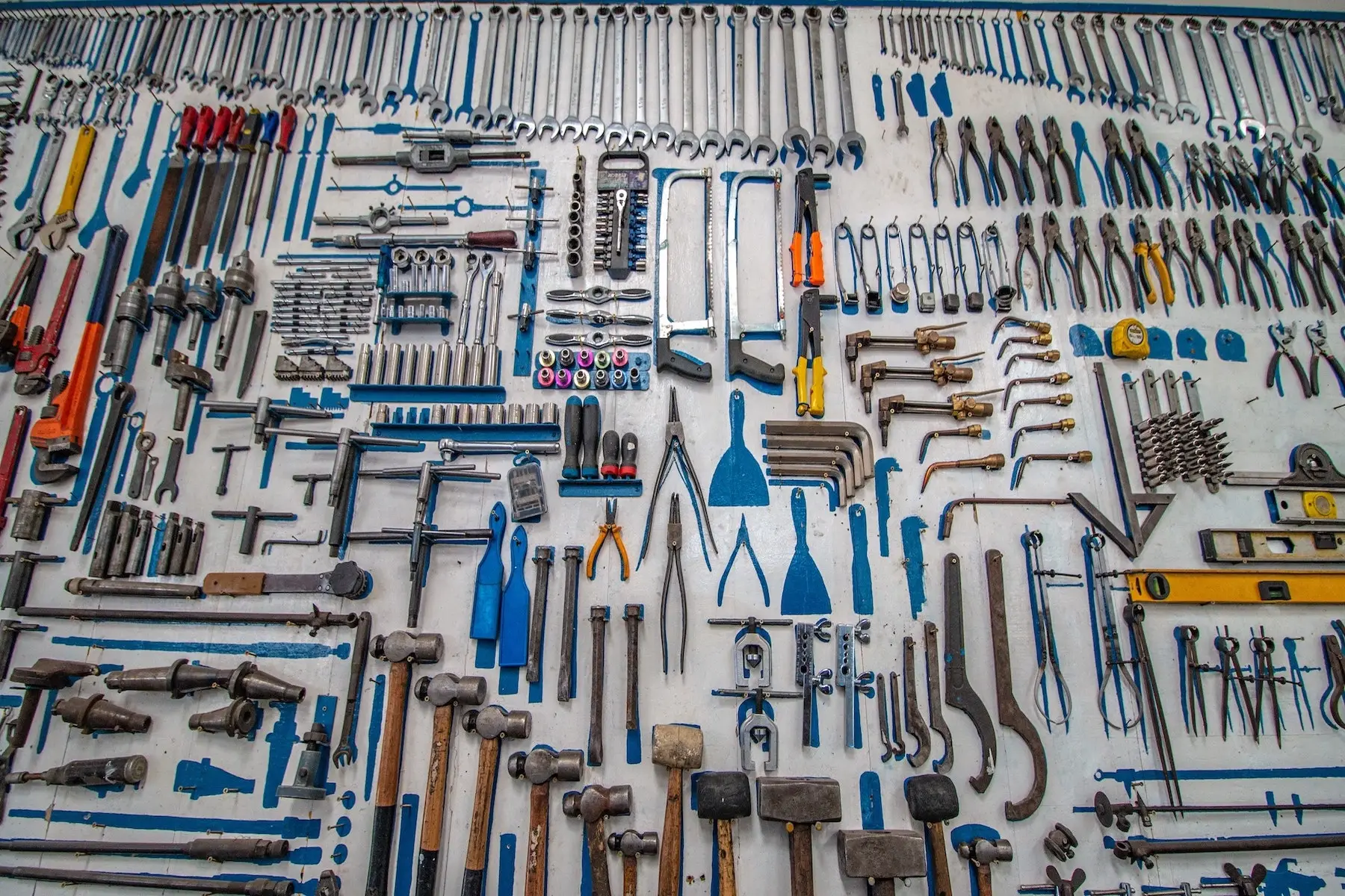 Tools laid out on concrete